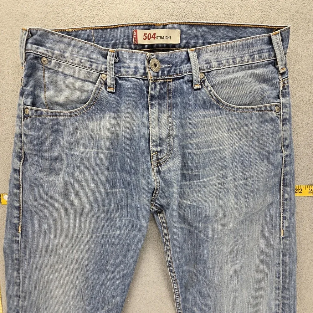 Vintage Levis 504 Jeans Mens 32x32 Blue Straight Engineered Whiskers Zip‎ Fly